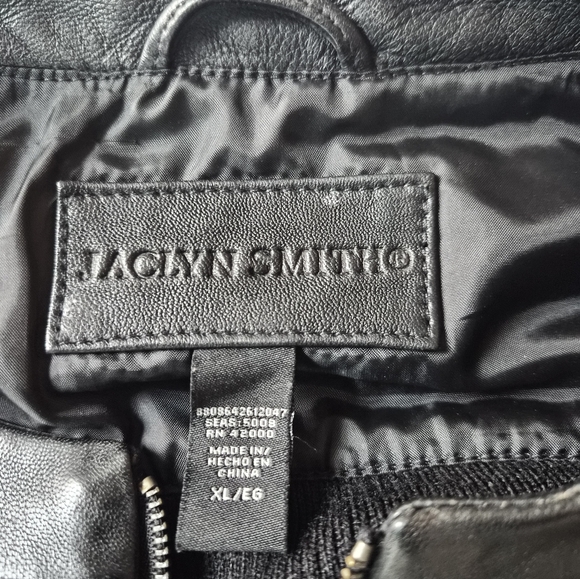 ​Jaclyn Smith Genuine Black Leather & Knit Mixed Media Zip Jacket - XL - Picture 2 of 8